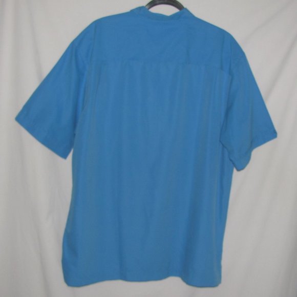 Mens' Cubavera Blue Embroidered Leaf Pattern Hawaiian Shirt Size XL Extra Large - Picture 2 of 7